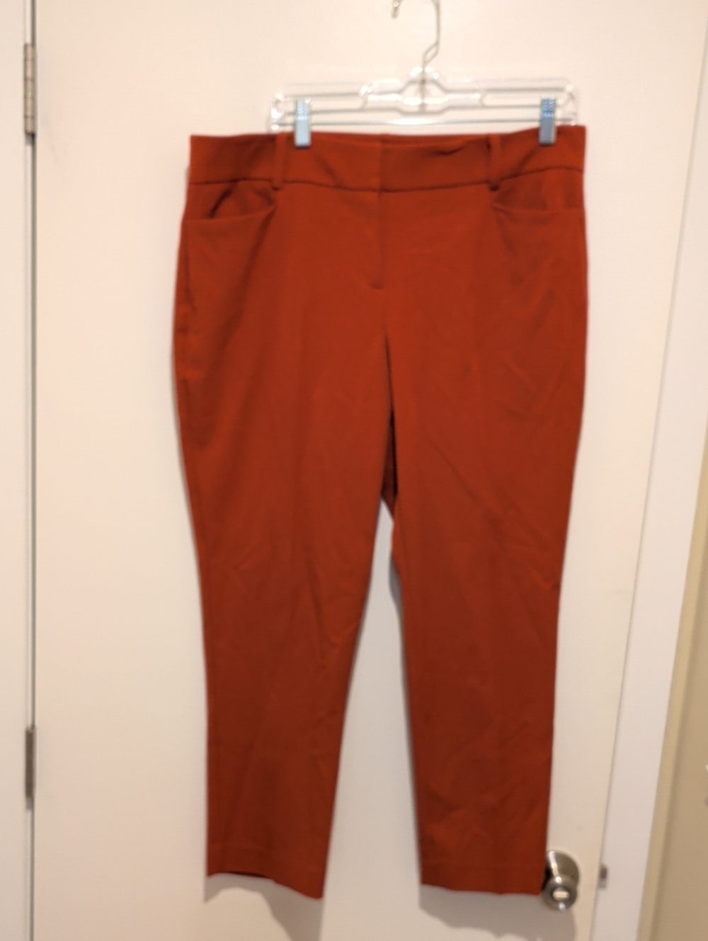 New York & Company Cropped Straight-Leg Pants in Rust